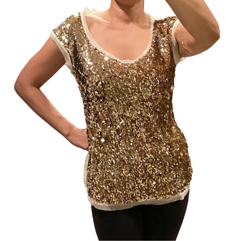 Arden B Gold Sequin Party Top Blouse